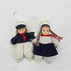 Vintage Nautical Sailor Boy & Girl Dolls – Soft Body with Bisque Porcelain Head